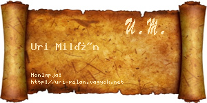 Uri Milán névjegykártya